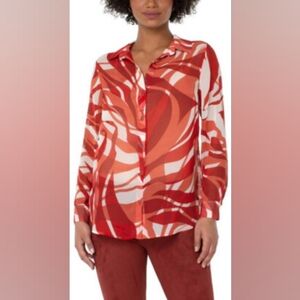 Liverpool Abs Waves Print Blouse NWT